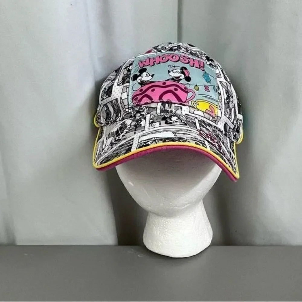 DISNEY PARKS WOMENS BASEBALL HAT MICKEY & MINNIE SIZE ADULT PINK AND LT BLUE